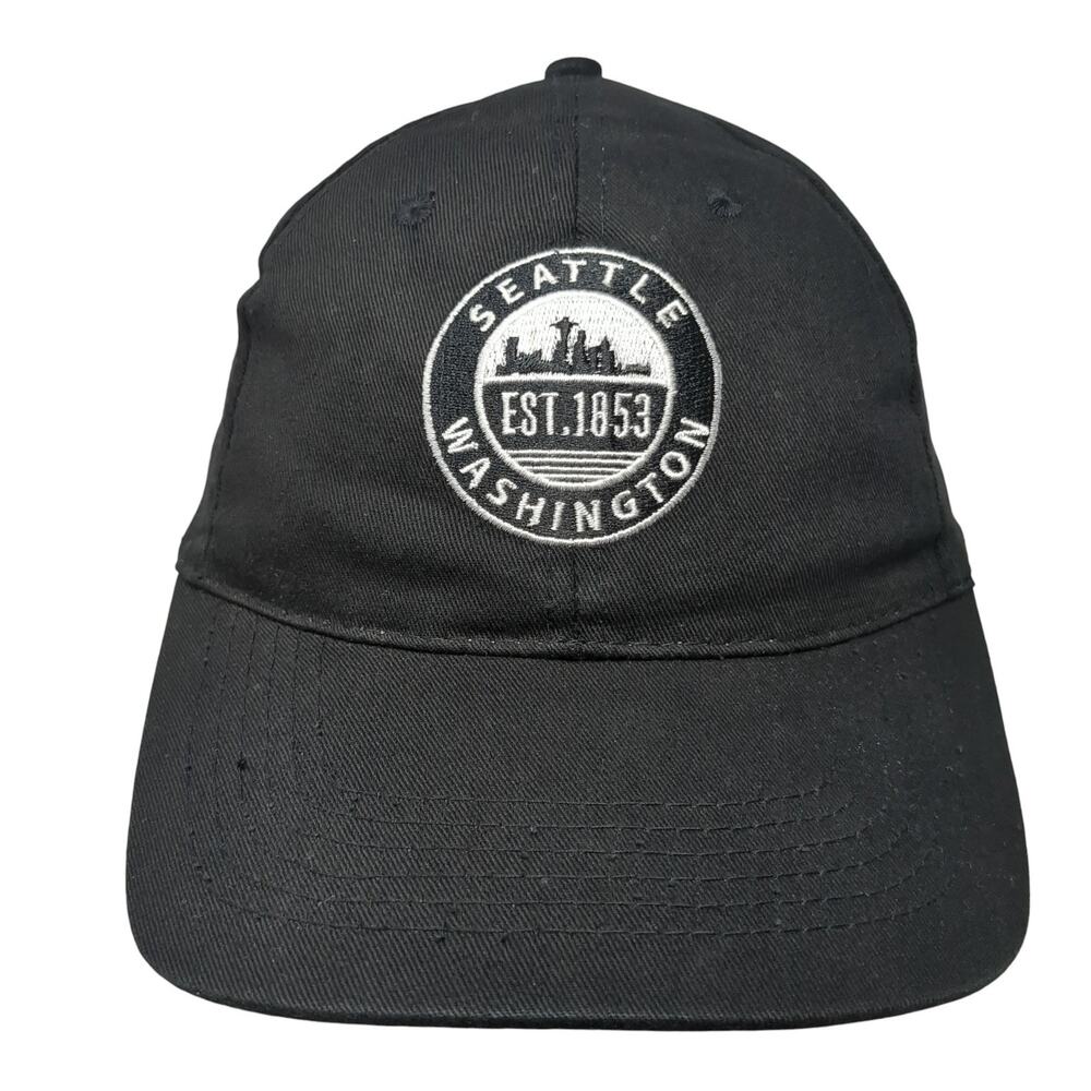 Seattle Washington Est. 1853 Baseball Cap Black One Size Adjustable Embroidered